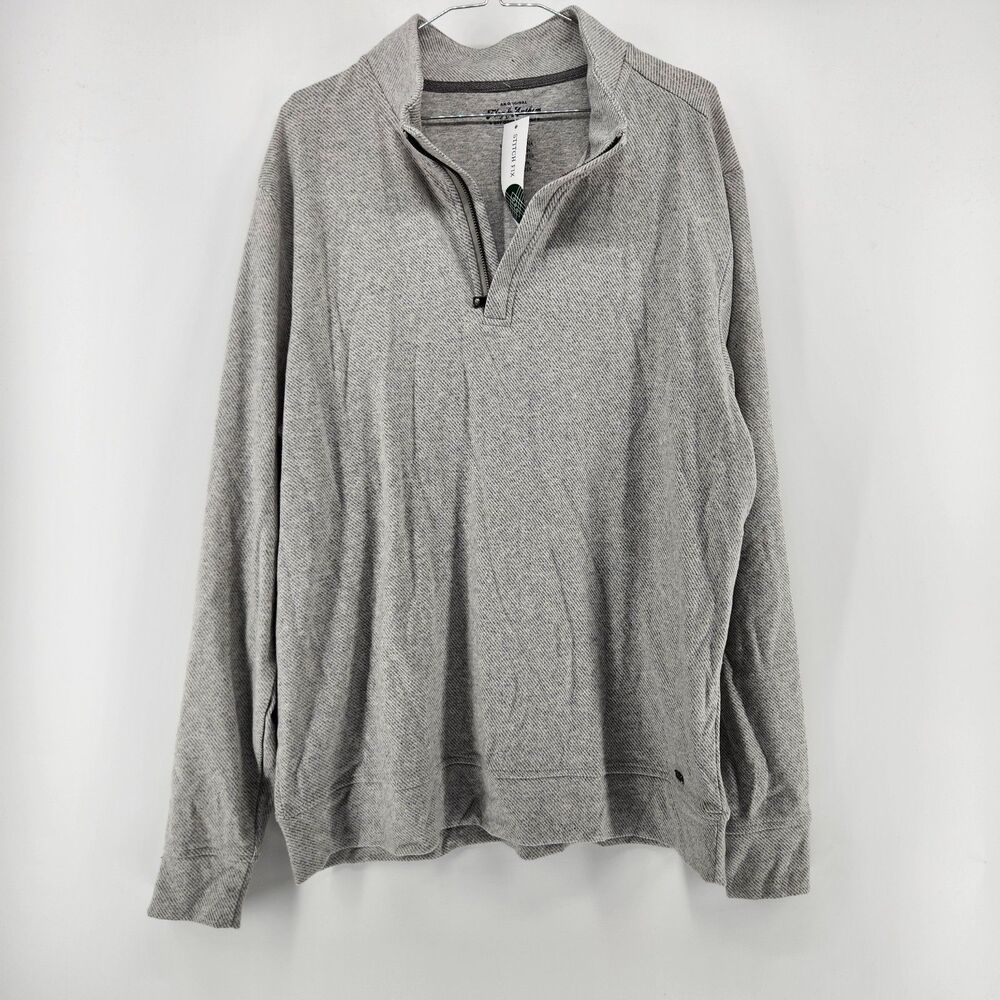 Flag & Anthem Men's Large Grey Hero Solid Twill Quarter Zip Sweater NWT